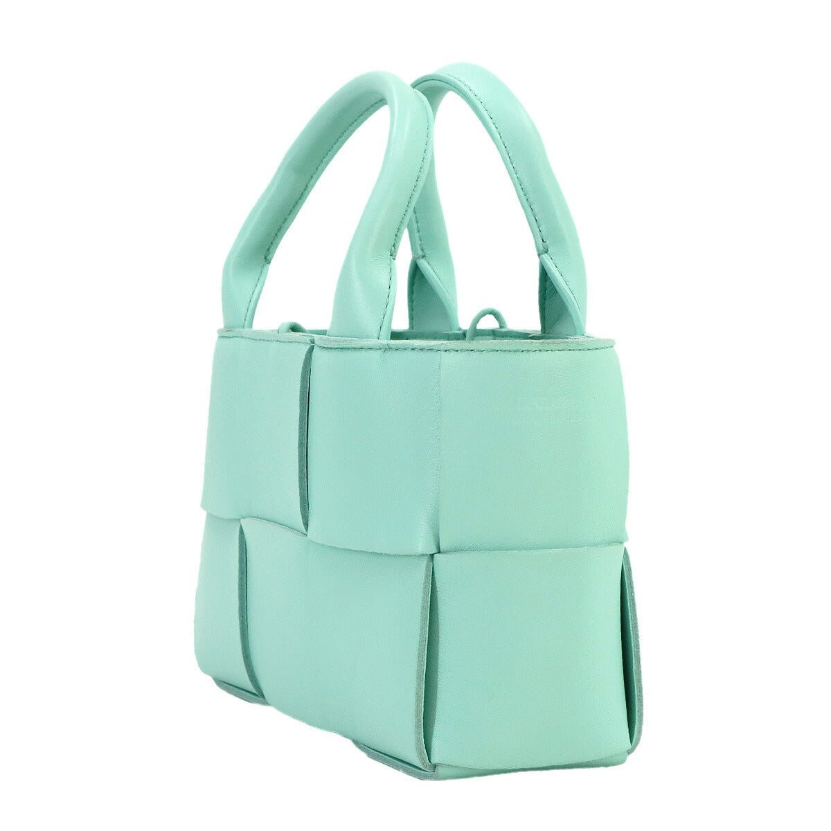 BOTTEGA VENETA Intrecciato Candy Arco Tote Shoulder Bag Leather Blue