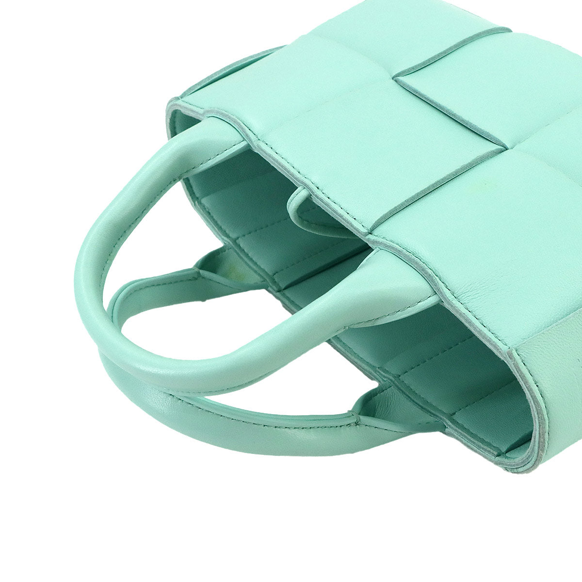 BOTTEGA VENETA Intrecciato Candy Arco Tote Shoulder Bag Leather Blue