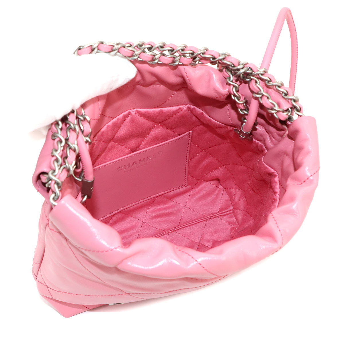 CHANEL 22 Mini Chain Hand Shoulder Bag Leather Pink AS3980 Purse