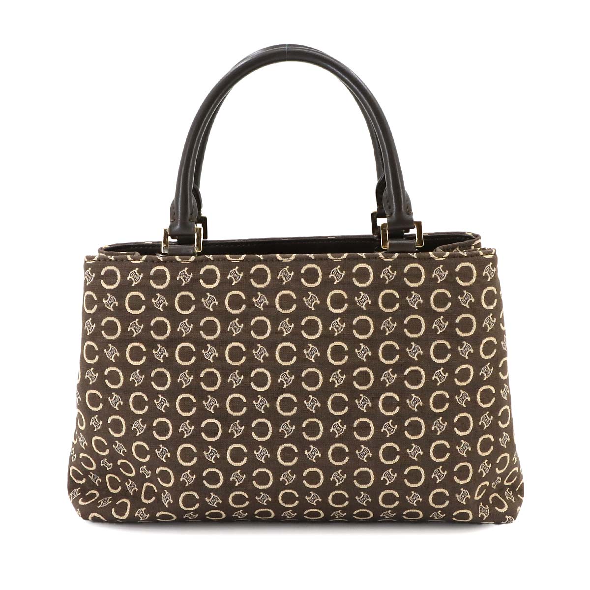 Macadam C Logos Hand Bag Canvas Leather Brown Vintage