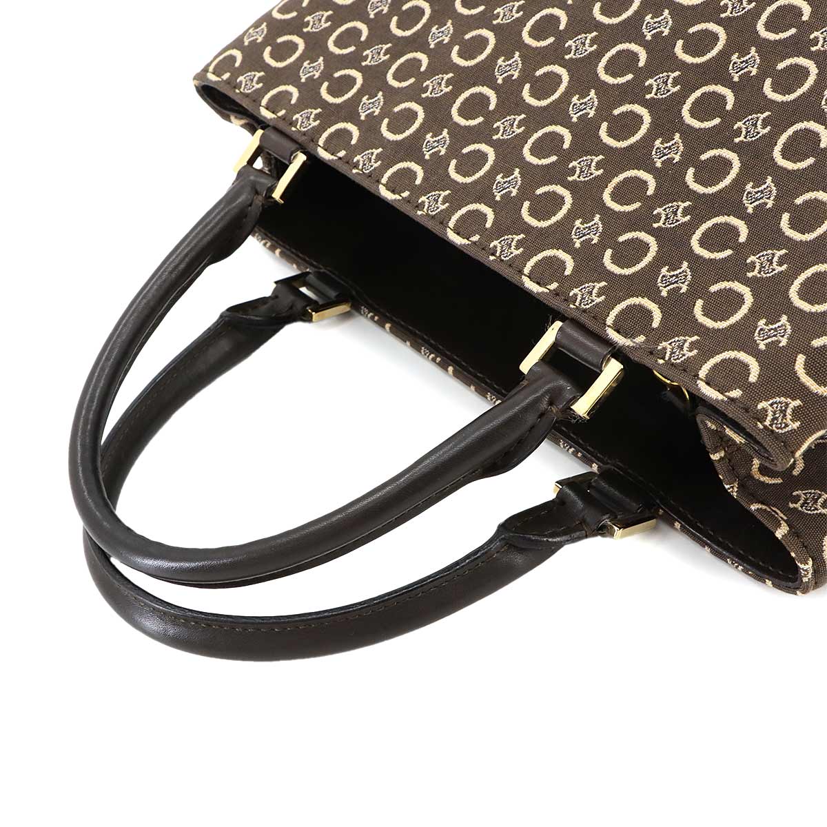 Macadam C Logos Hand Bag Canvas Leather Brown Vintage