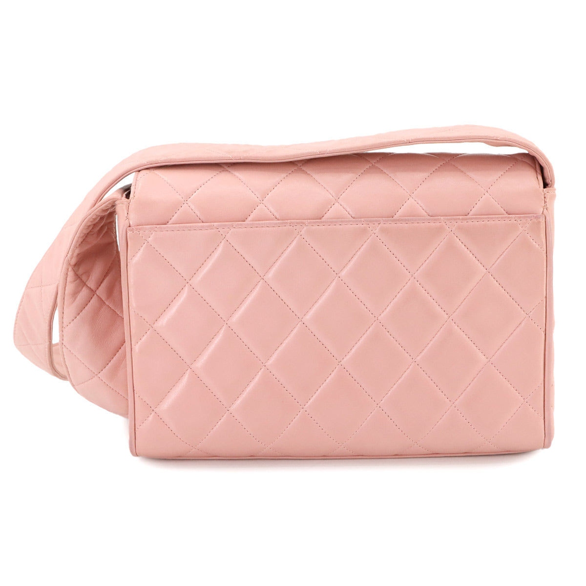 Matelasse Shoulder Bag Leather Pink Purse Vintage