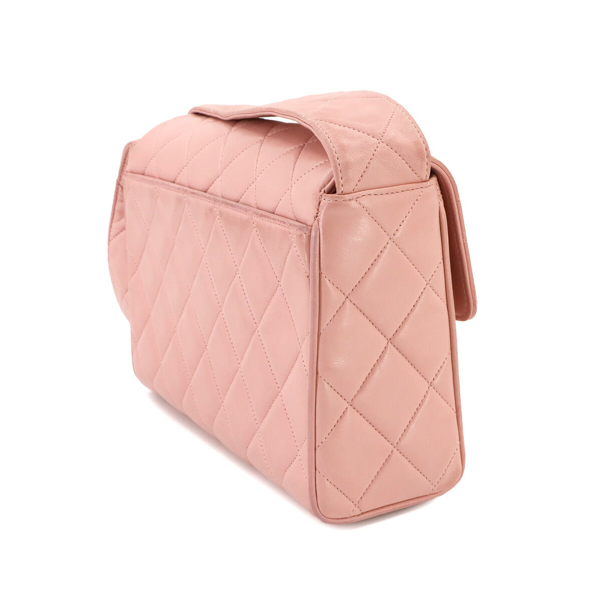 Matelasse Shoulder Bag Leather Pink Purse Vintage