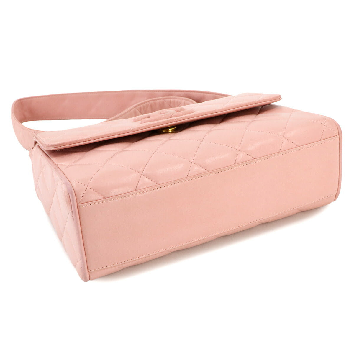 Matelasse Shoulder Bag Leather Pink Purse Vintage