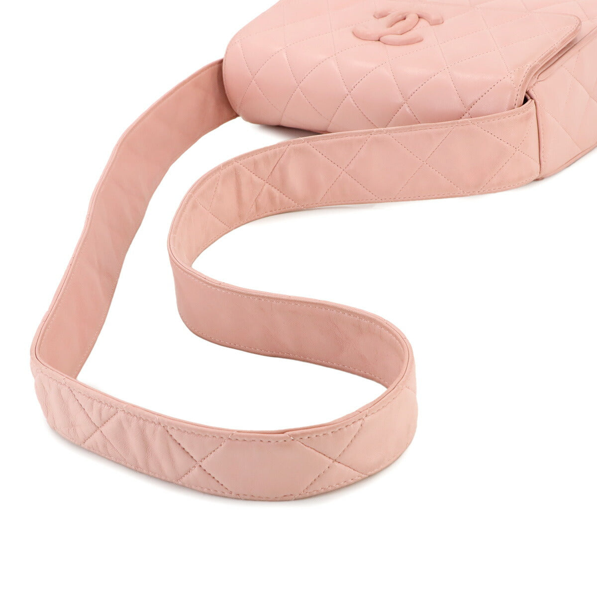 Matelasse Shoulder Bag Leather Pink Purse Vintage