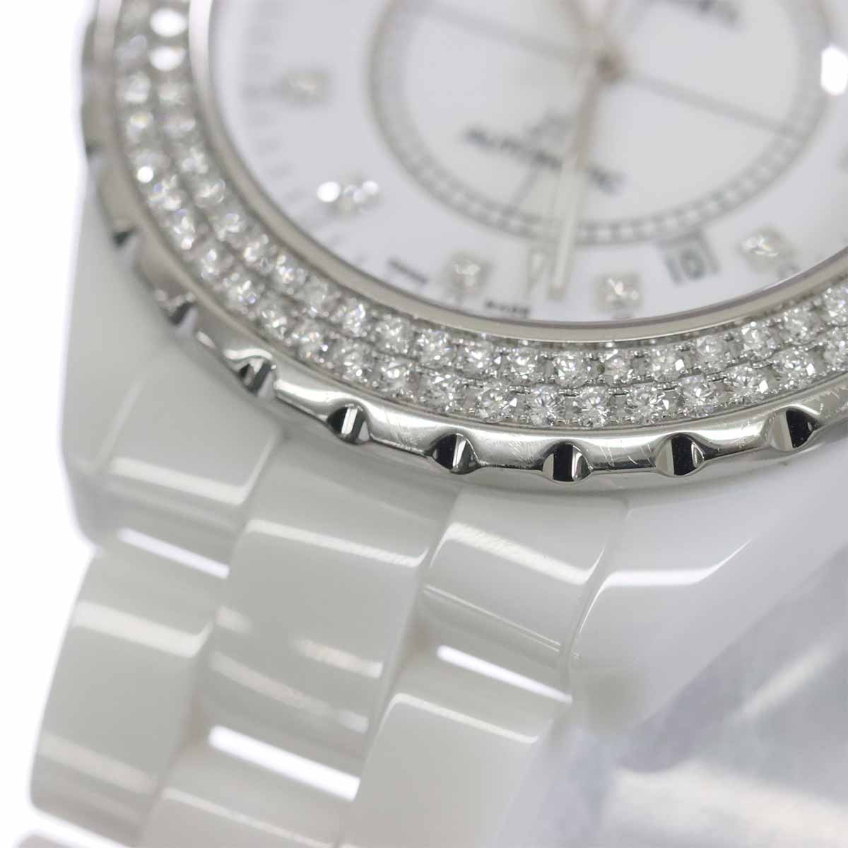 J12 42mm H2013 Bezel Diamond Automatic White Dial Ceramic Mens