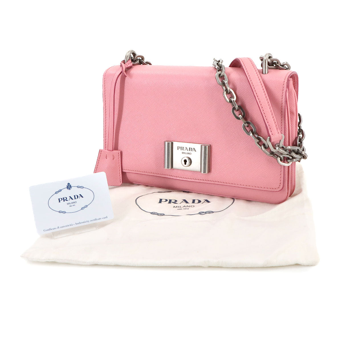 Shoulder Bag Saffiano Leather Pink 1BD009 Purse