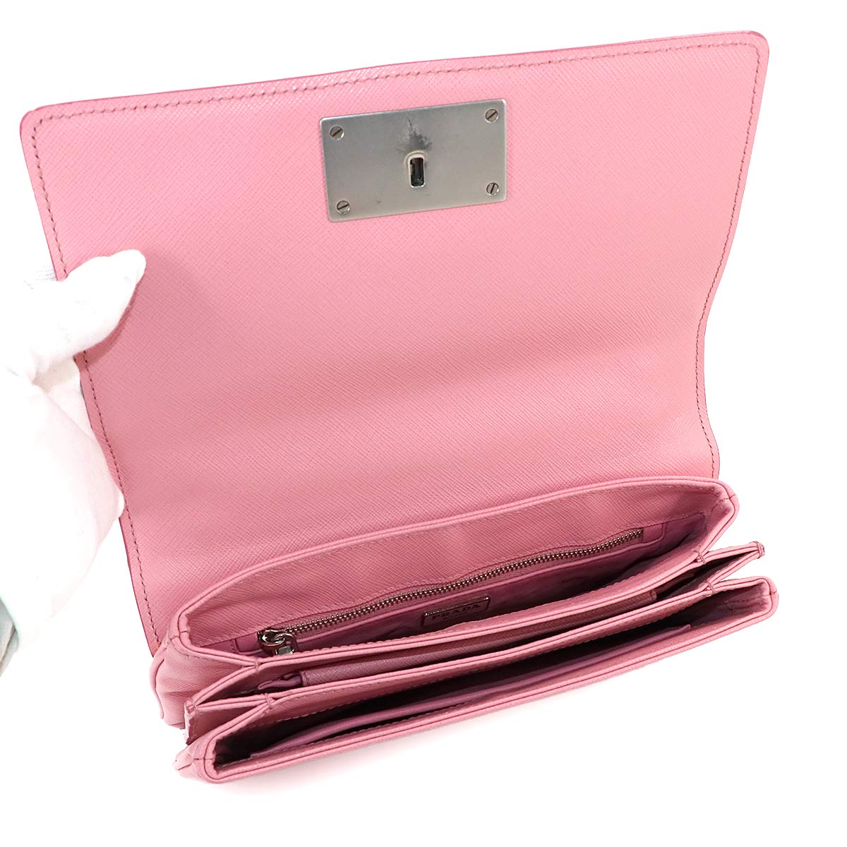 Shoulder Bag Saffiano Leather Pink 1BD009 Purse