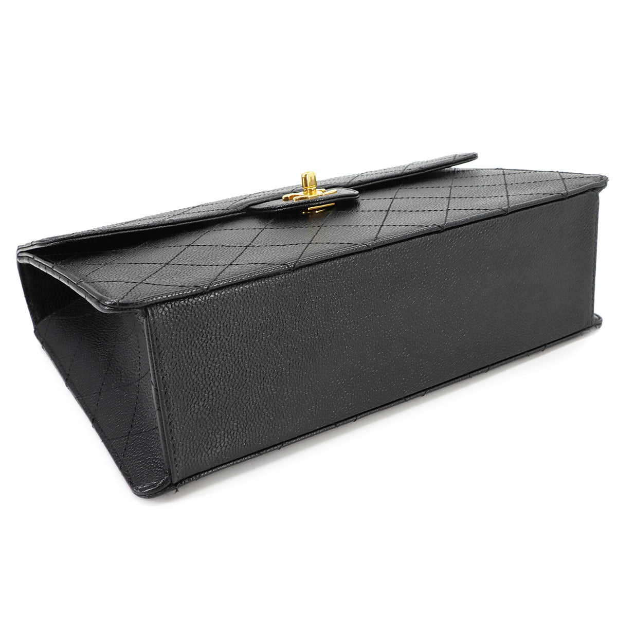 Matelasse Chain Shoulder Bag Caviar Skin Leather Black Purse