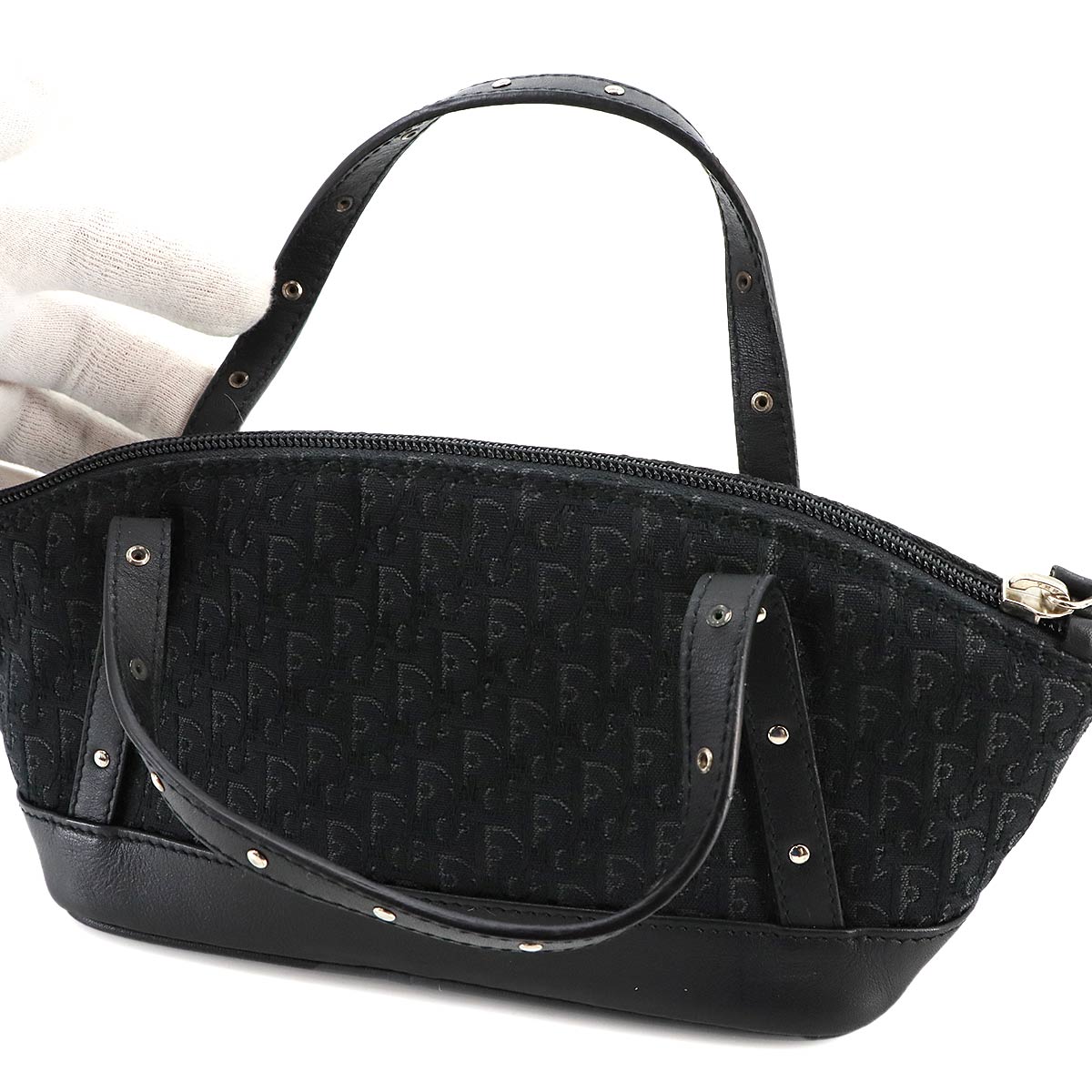 Street Chic Trotter Hand Bag Canvas Leather Black
