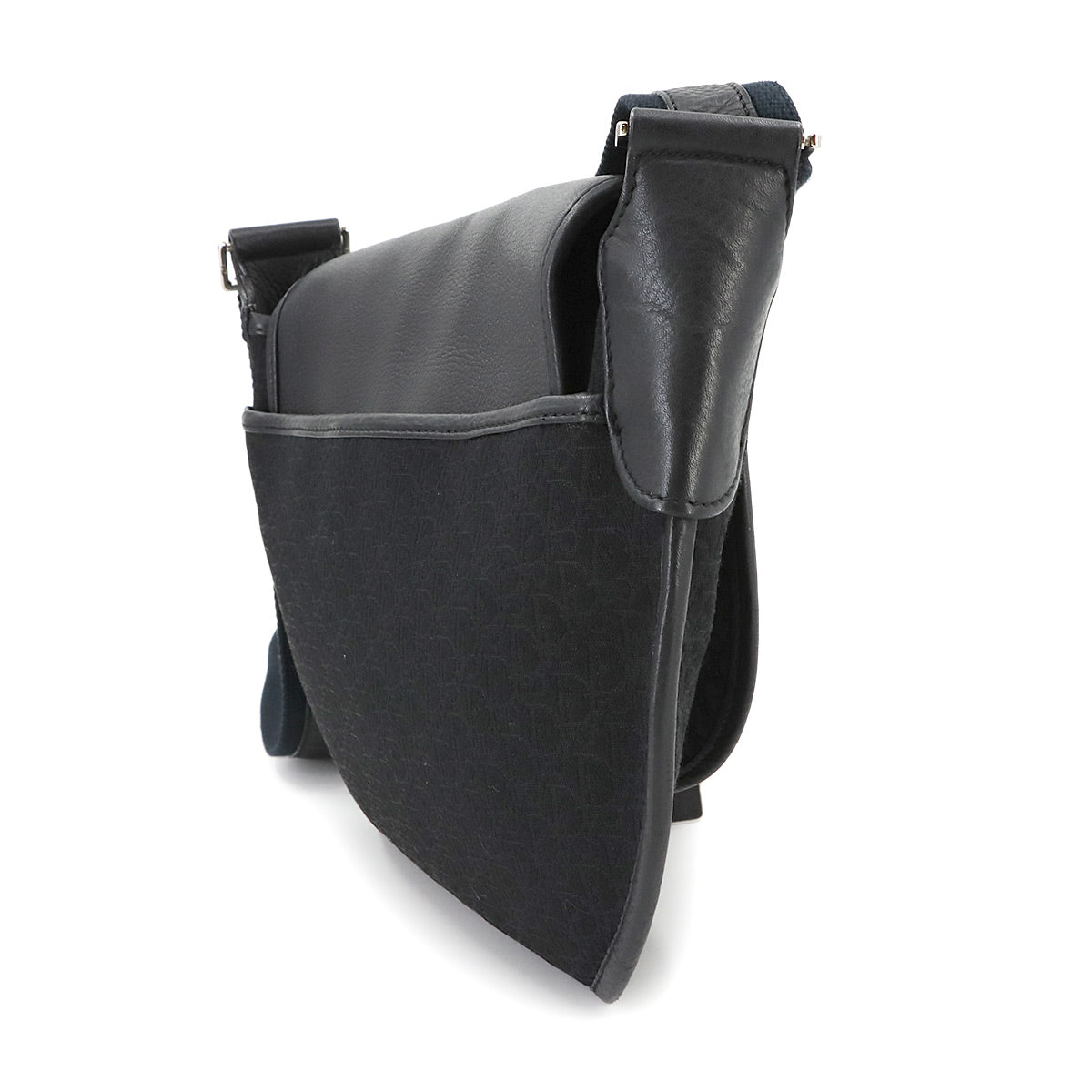 Street Chic Shoulder Bag Canvas Leather Black Navy