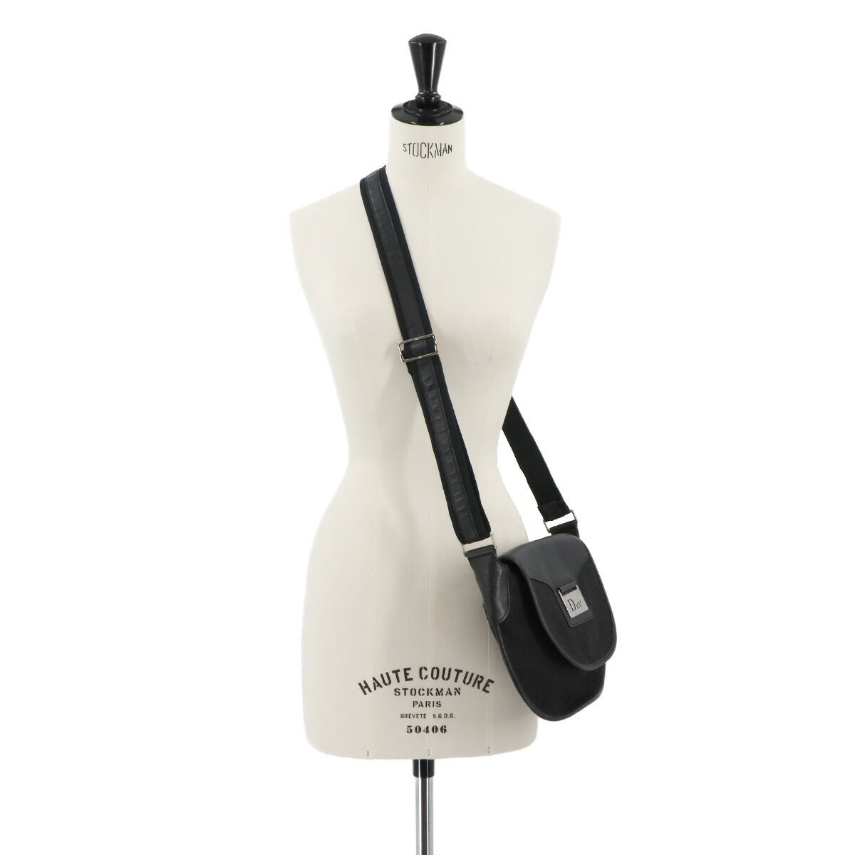 Street Chic Shoulder Bag Canvas Leather Black Navy