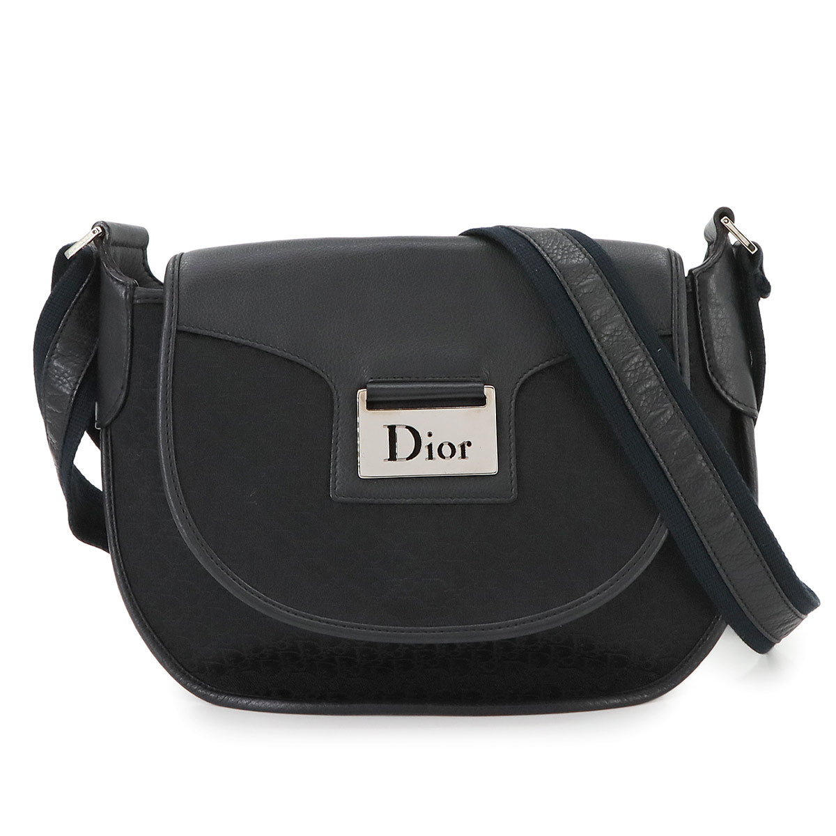 Street Chic Shoulder Bag Canvas Leather Black Navy