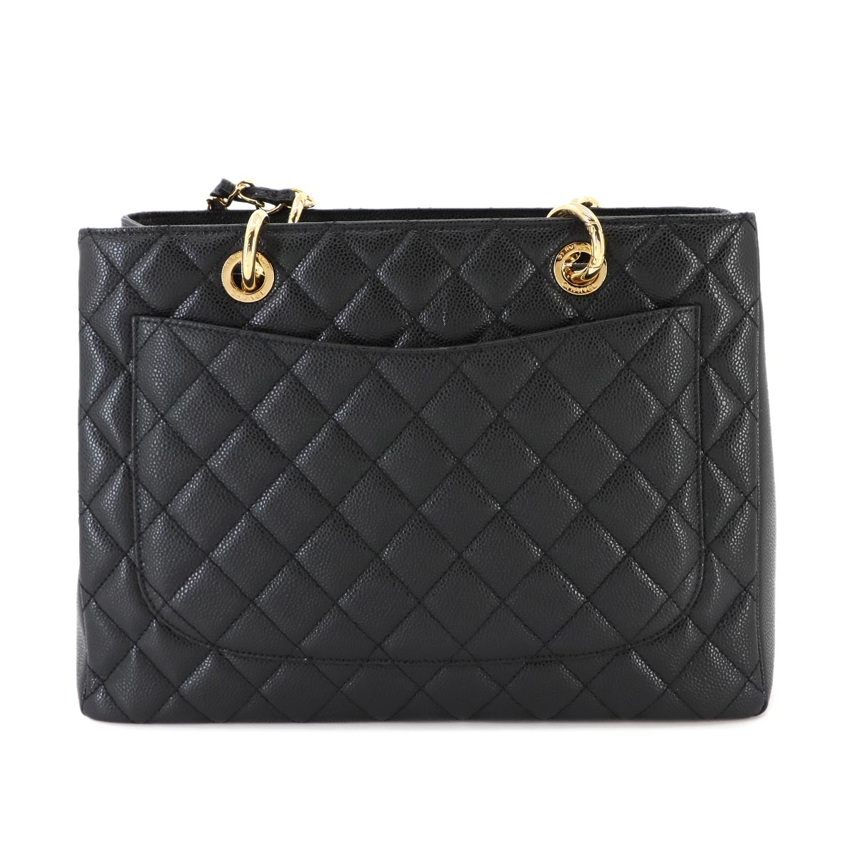 Matelasse Grand Shopping Tote Bag Caviar Skin Black GST A50995