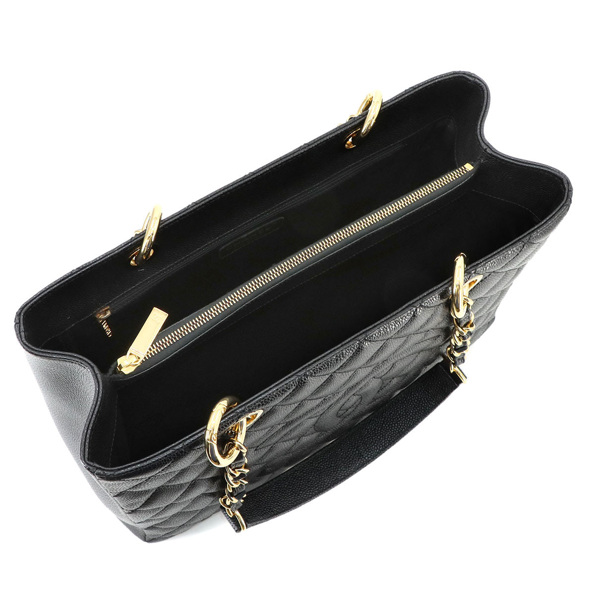 Matelasse Grand Shopping Tote Bag Caviar Skin Black GST A50995