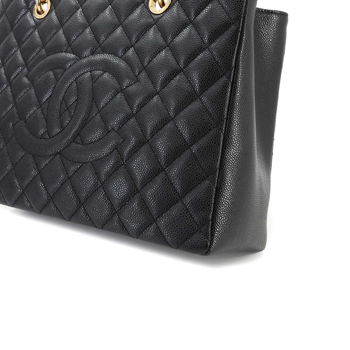 Matelasse Grand Shopping Tote Bag Caviar Skin Black GST A50995