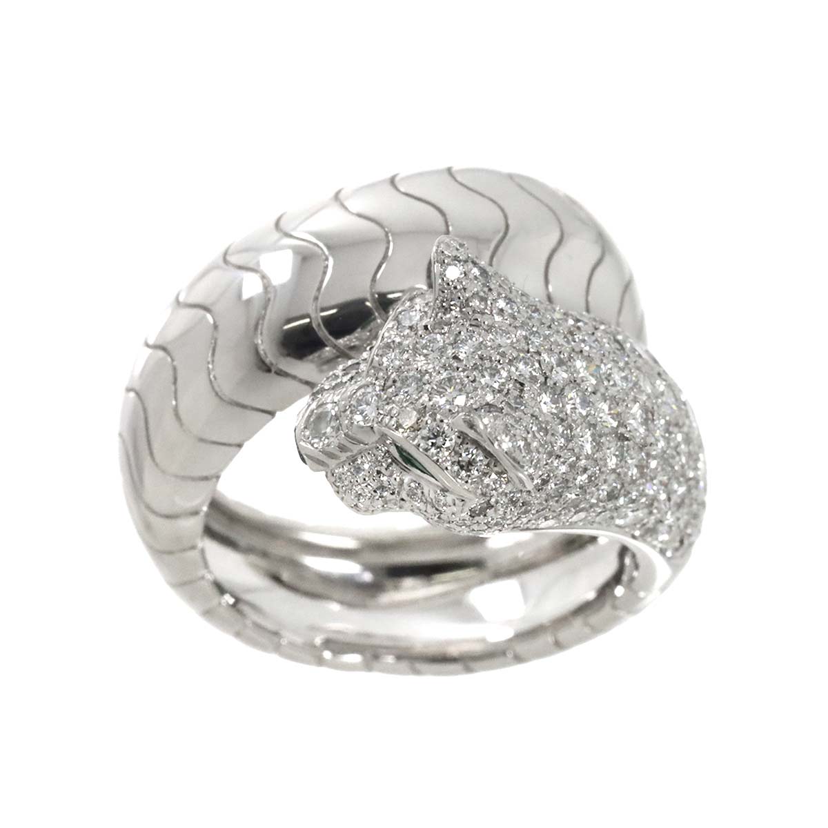 PANTHERE Diamond Emerald Onyx Ring K18 WG 750 Size55 7.25(US)