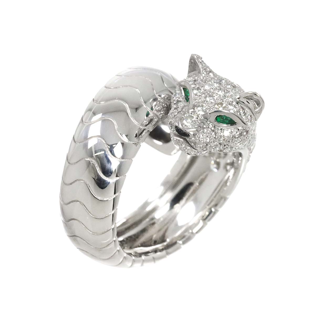 PANTHERE Diamond Emerald Onyx Ring K18 WG 750 Size55 7.25(US)