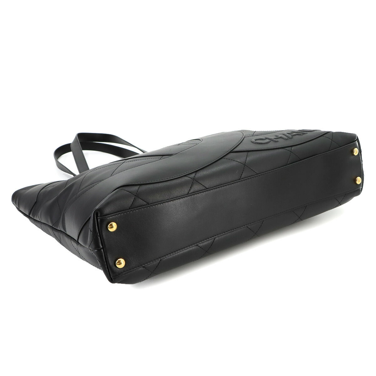 Matelasse Tote Shoulder Bag Leather Black Purse