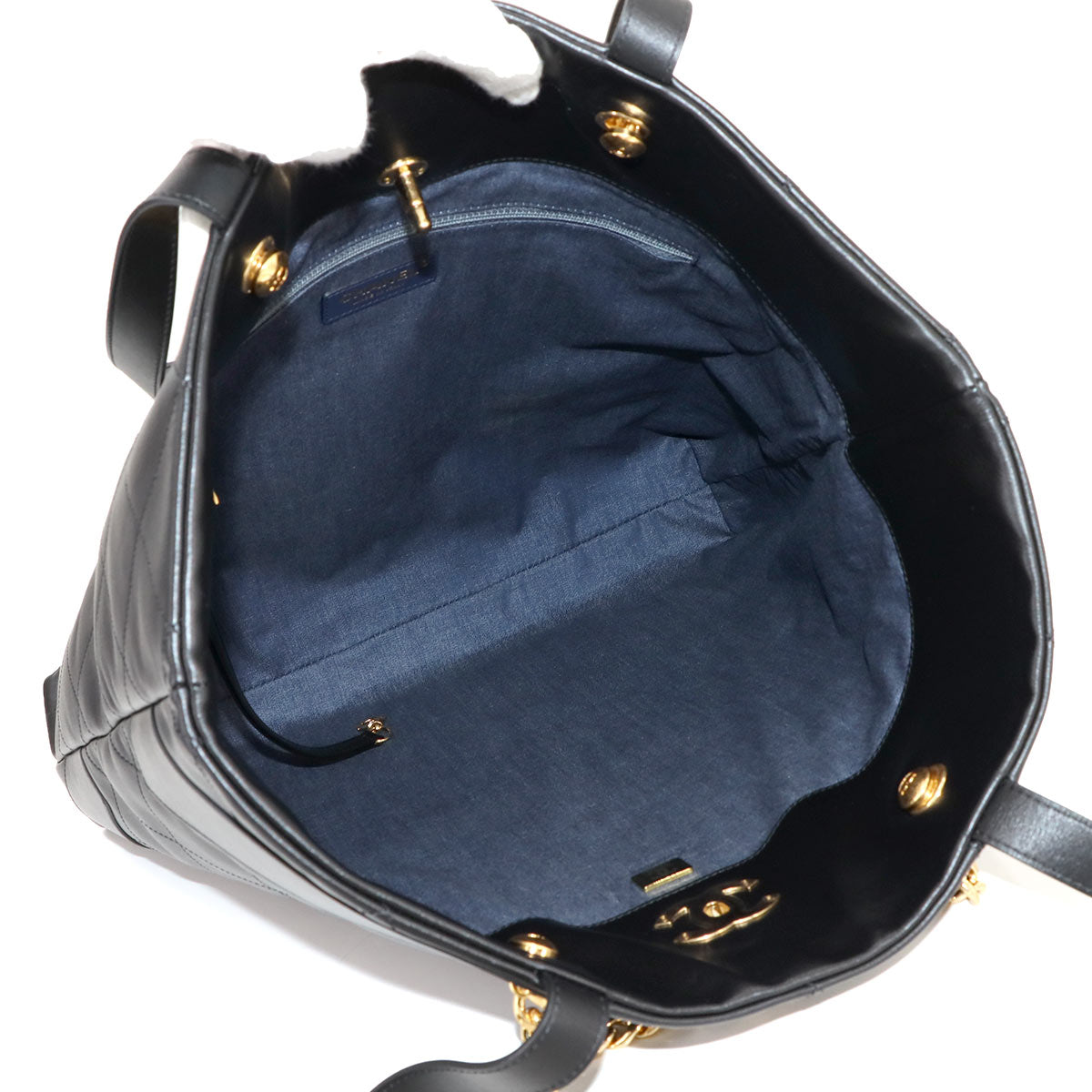 Matelasse Tote Shoulder Bag Leather Black Purse