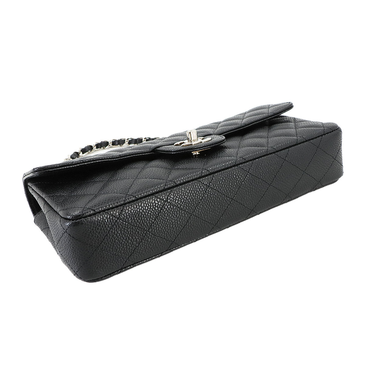 Matelasse Chain Shoulder Bag Leather Black