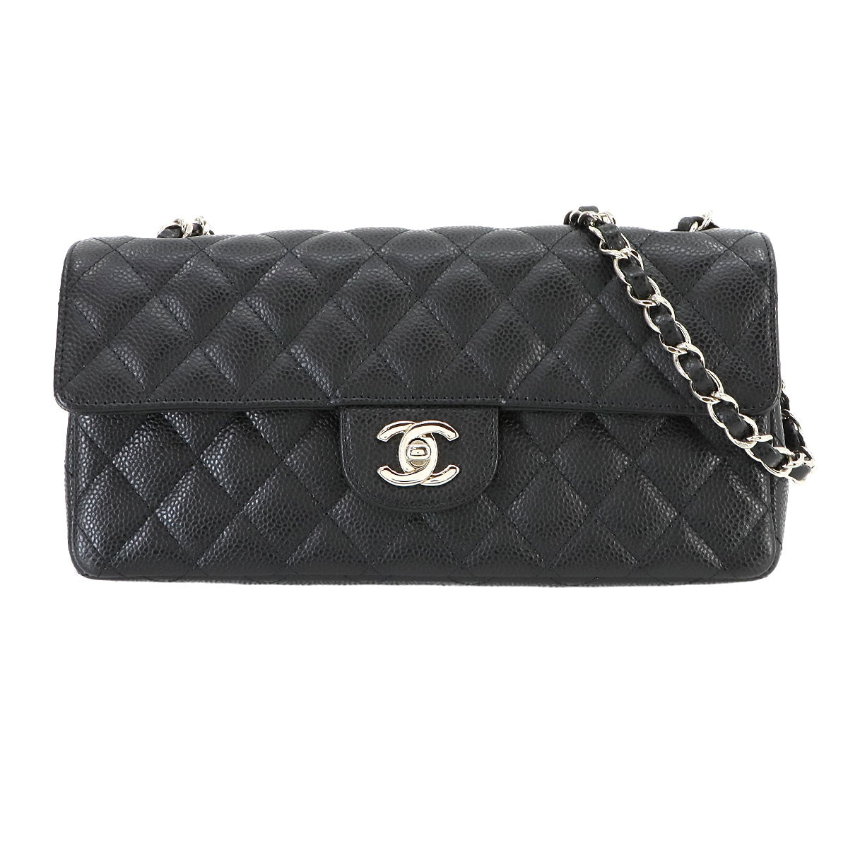 Matelasse Chain Shoulder Bag Leather Black