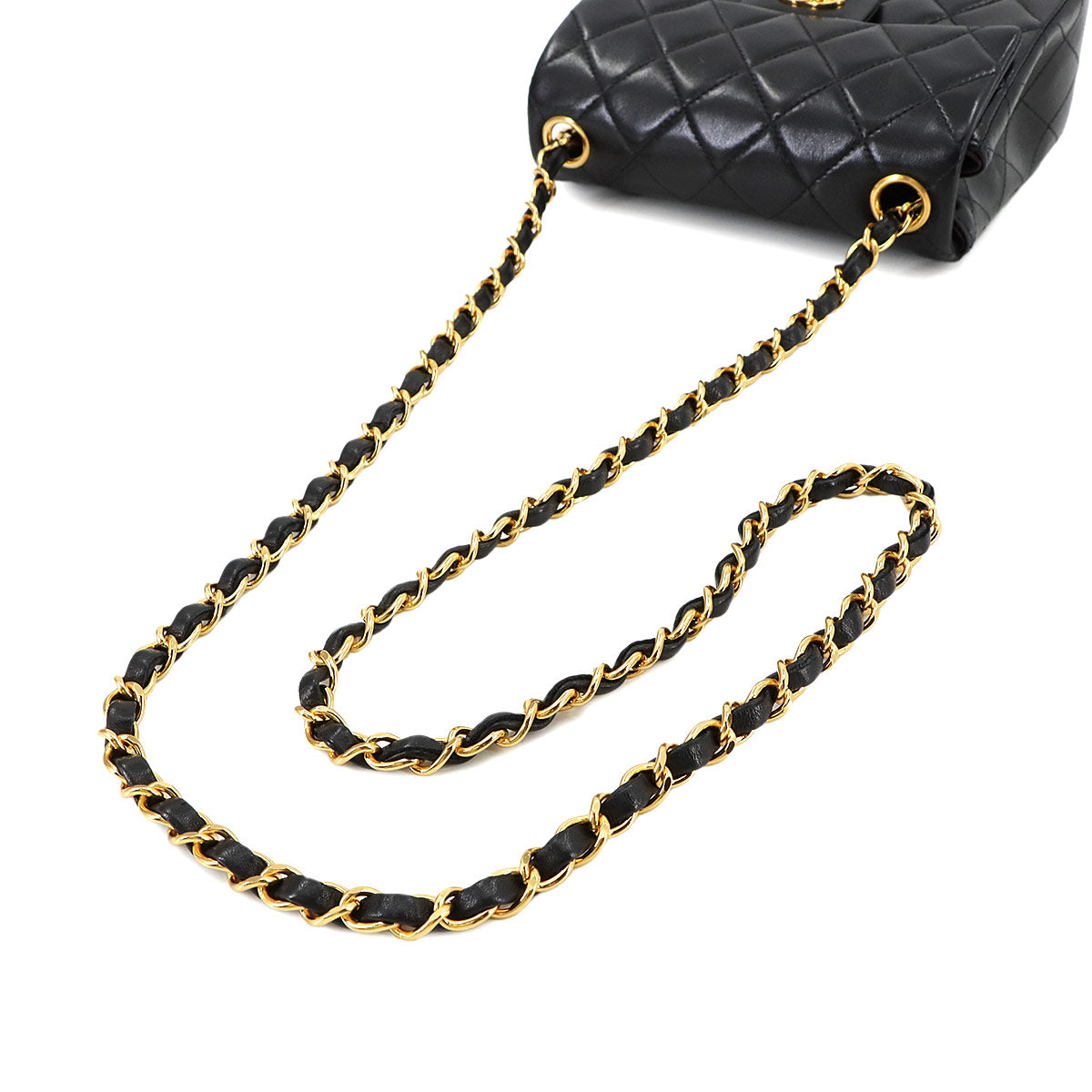 Mini Matelasse Chain Shoulder Bag Leather Black A01115 Purse