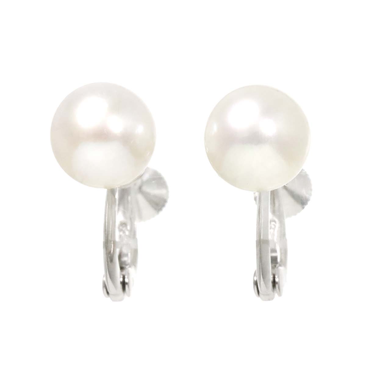 MIKIMOTO Akoya Pearl 8.4mm Earrings Clip on 18K WG 750