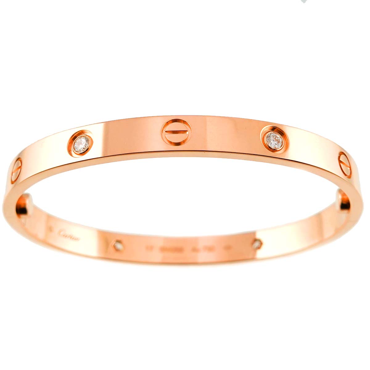 Love Bracelet Bangle Diamond 4P 18K Pink Gold 750 Size17