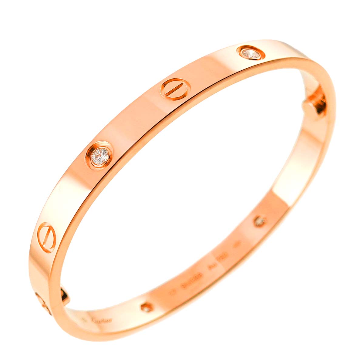 Love Bracelet Bangle Diamond 4P 18K Pink Gold 750 Size17