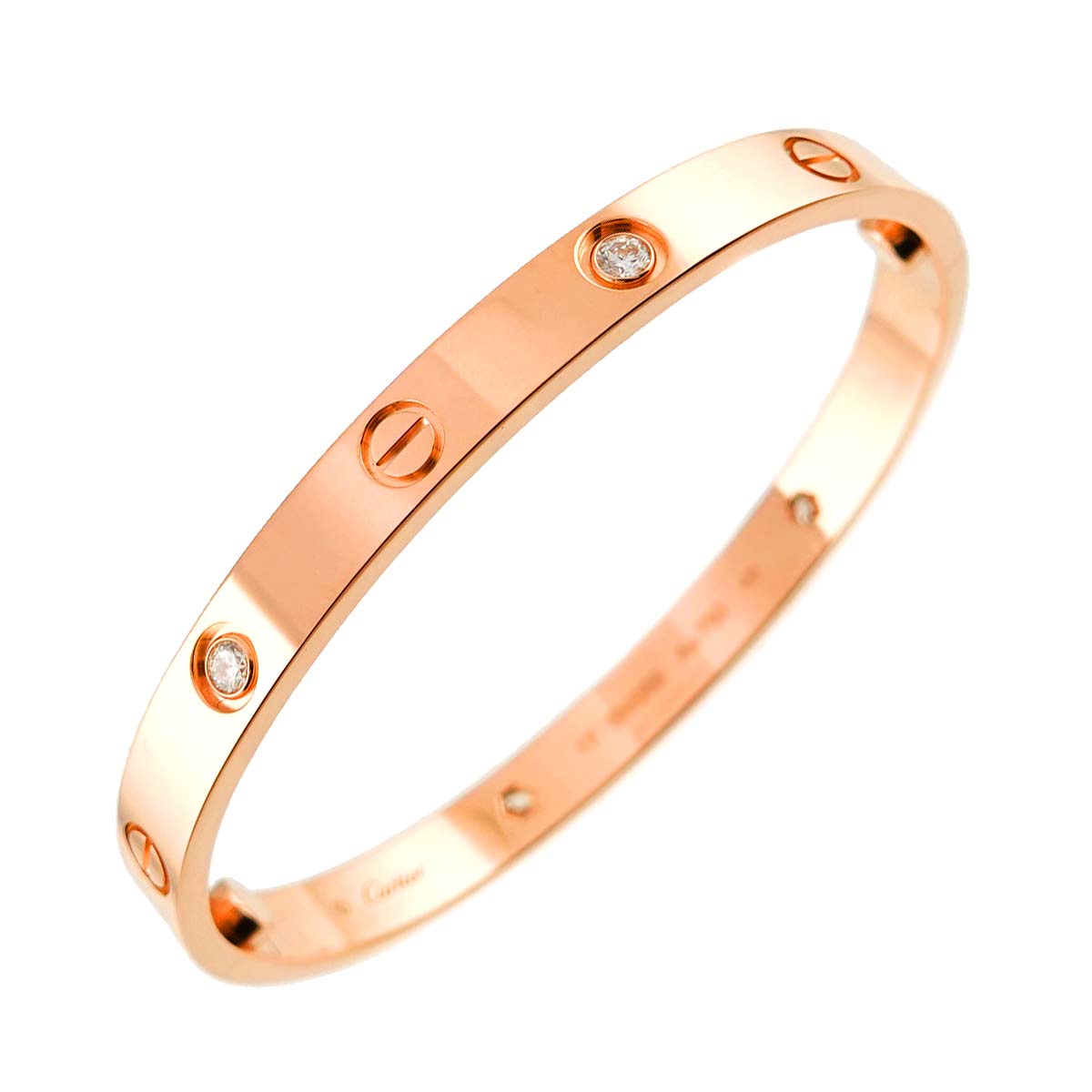 Love Bracelet Bangle Diamond 4P 18K Pink Gold 750 Size17