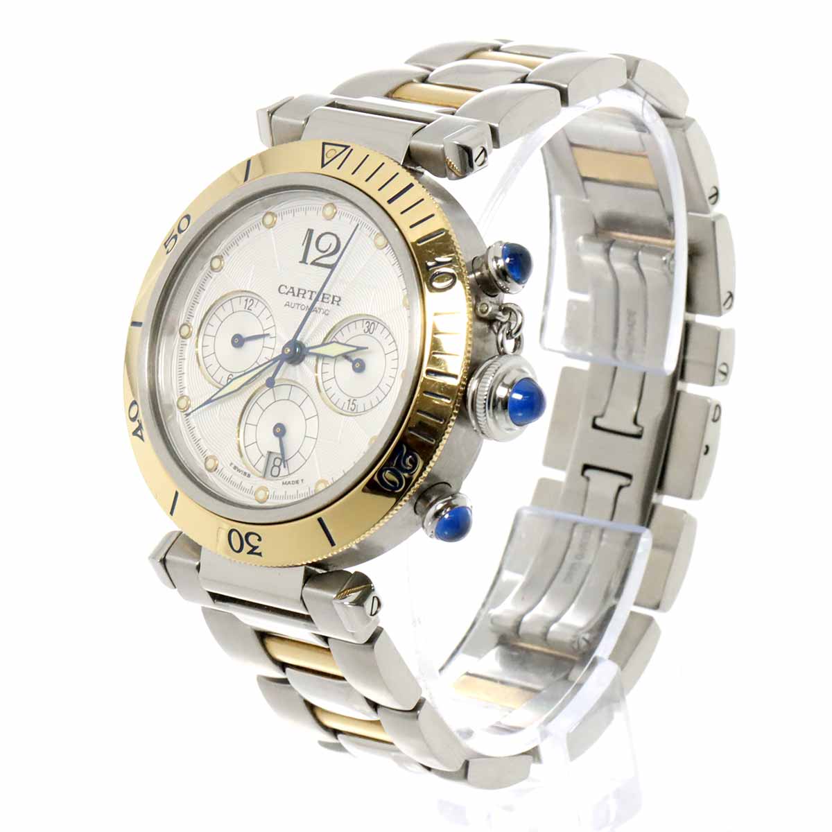 Pasha 38mm W31036T6 Chronograph Date Automatic Silver Dial