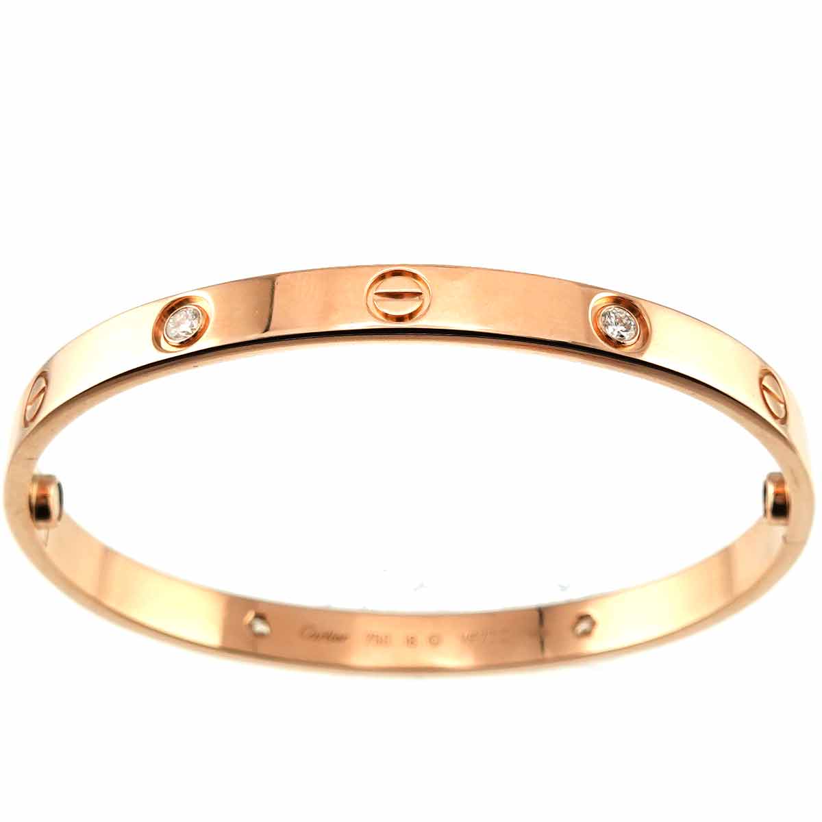 Love Bracelet Bangle Diamond 4P 18K Pink Gold 750 Size18
