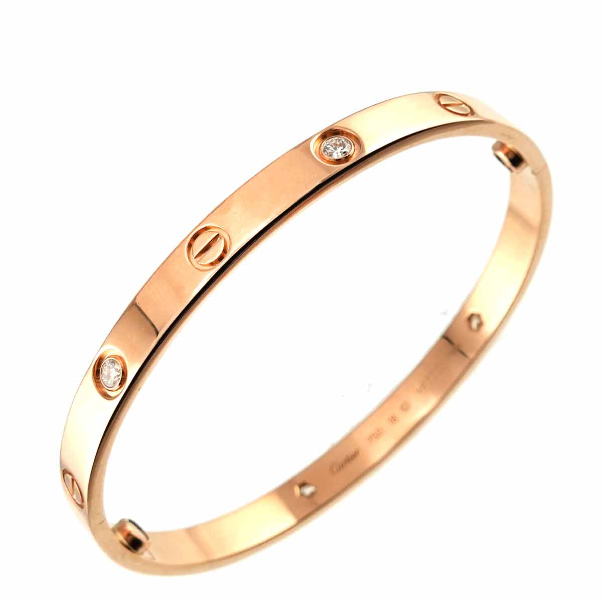 Love Bracelet Bangle Diamond 4P 18K Pink Gold 750 Size18