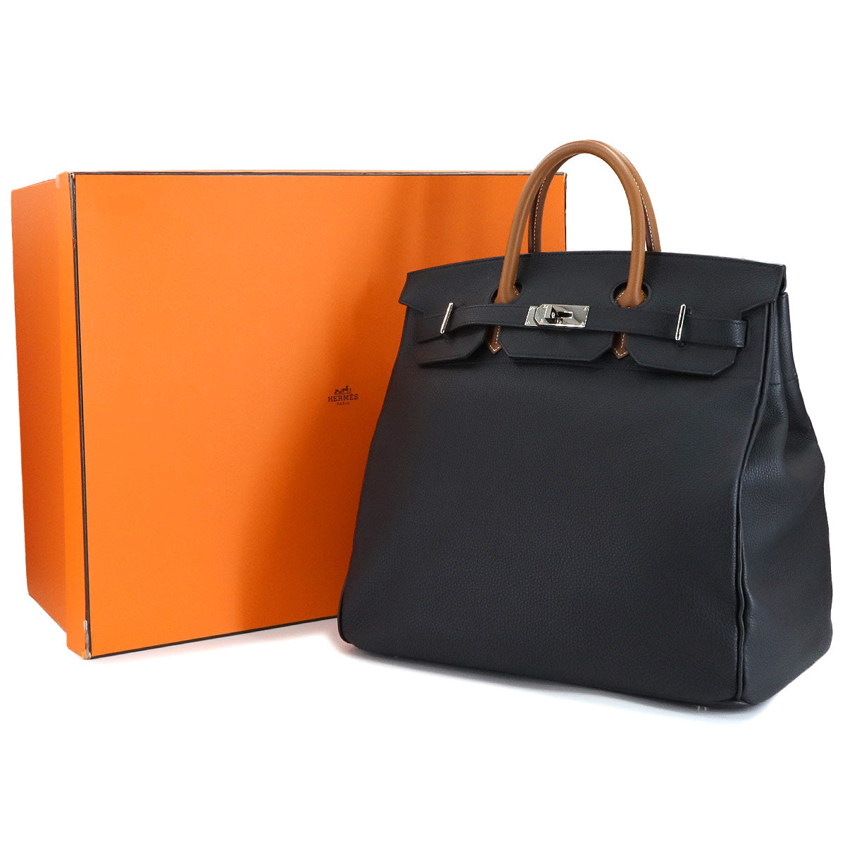 Haut a Courroies 40 Hand Bag Evercolor Black Gold Bleu France