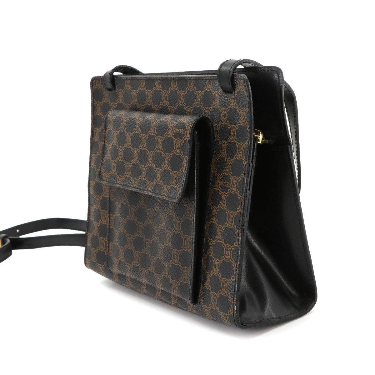 Macadam Shoulder Bag PVC Leather Black Brown Vintage Purse