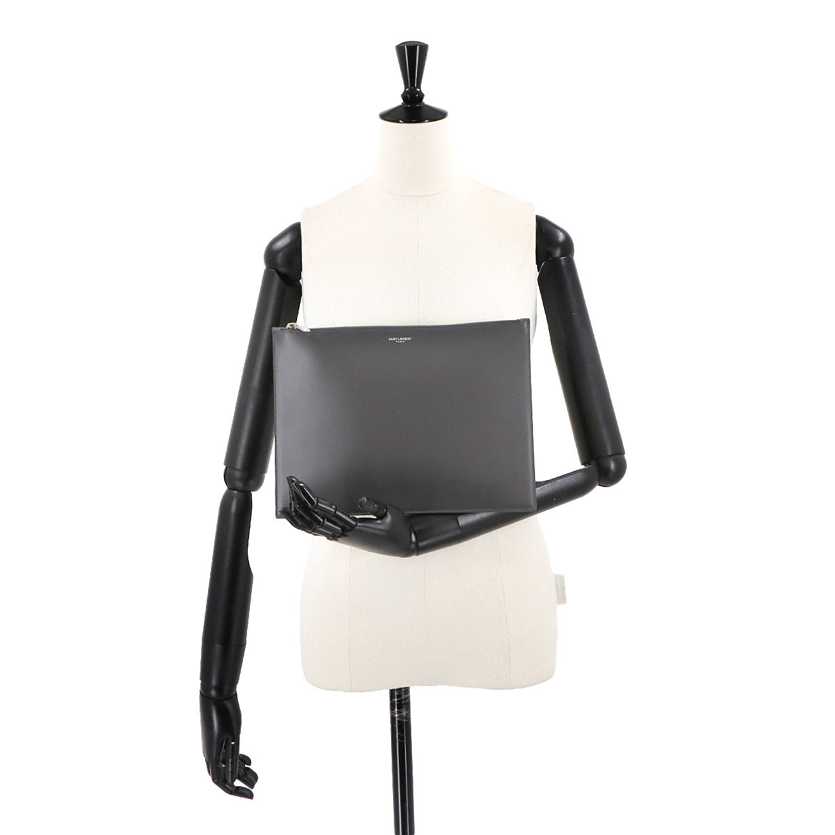 Clutch Bag Leather Gray 635099 Purse