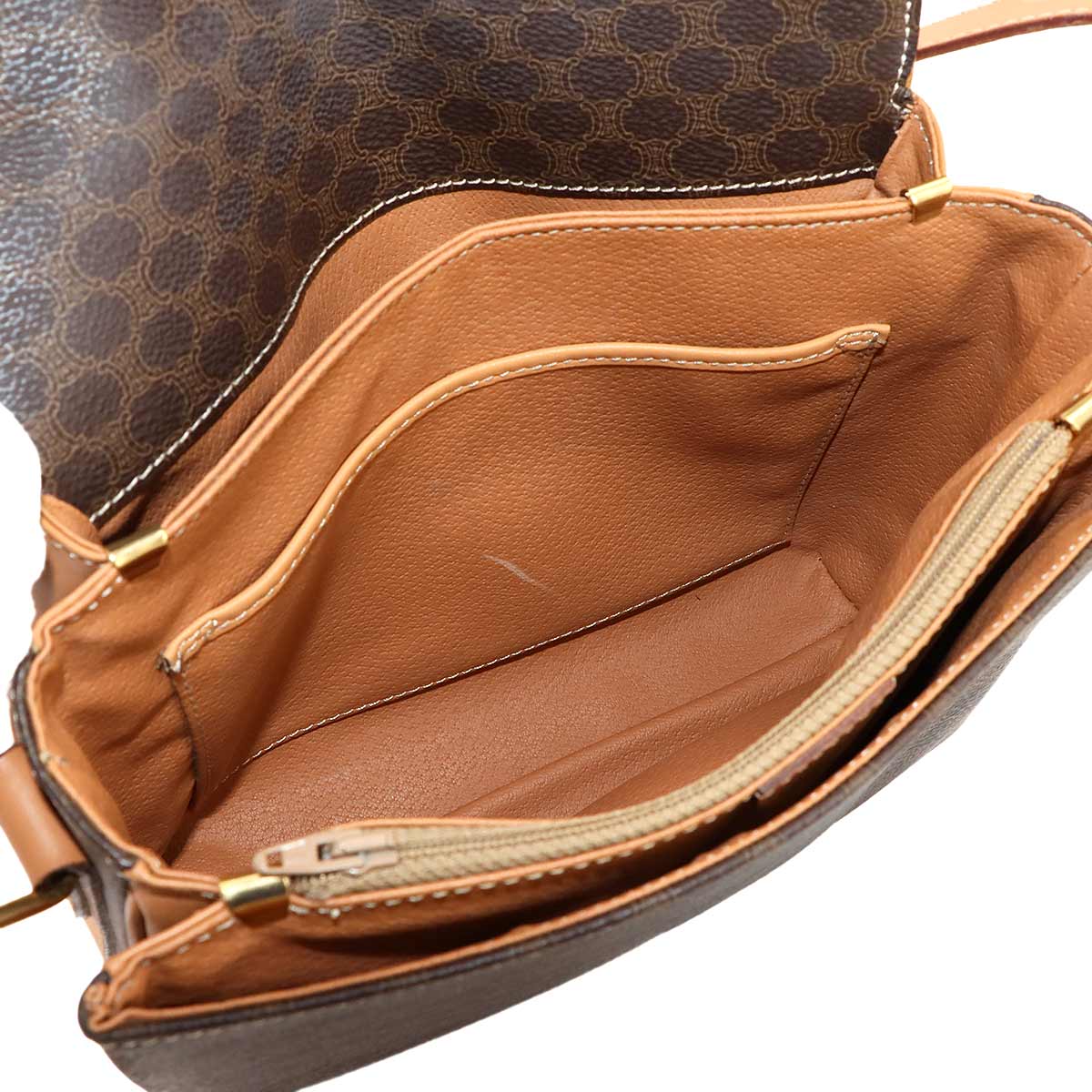 Macadam Shoulder Bag Leather PVC Brown Vintage Purse