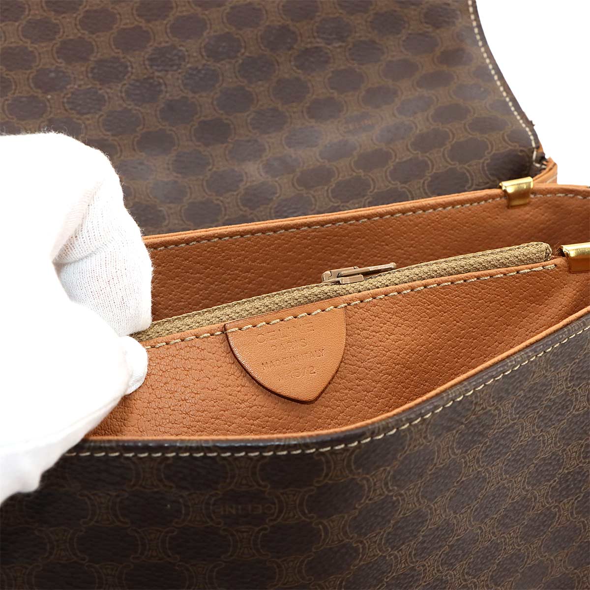 Macadam Shoulder Bag Leather PVC Brown Vintage Purse