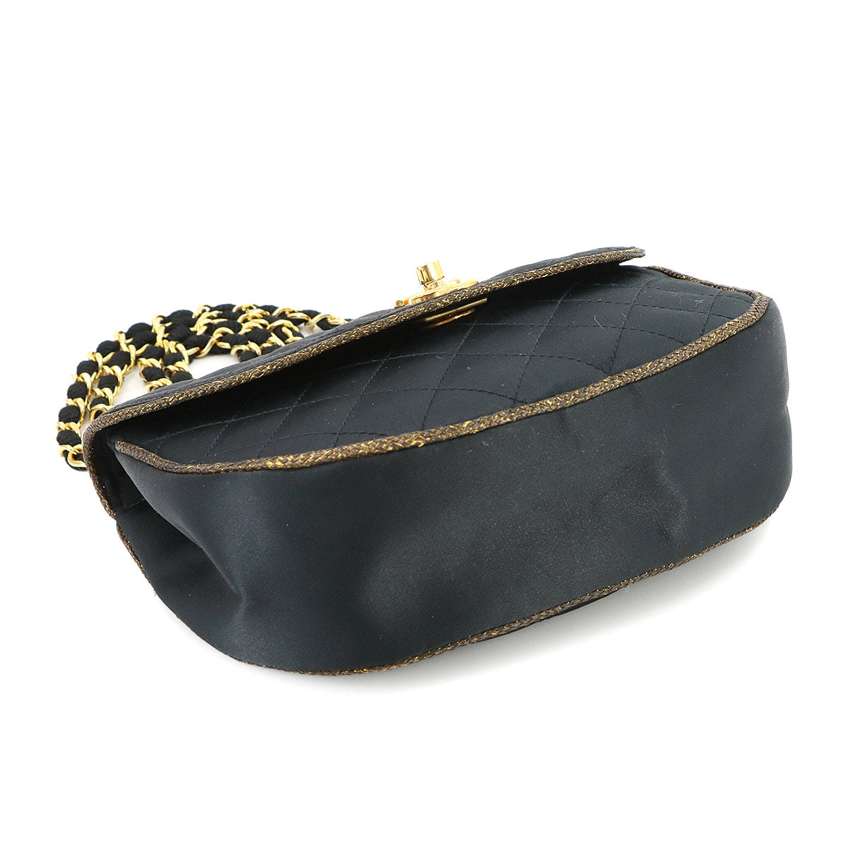 Chain Shoulder Bag Satin Black Vintage Purse