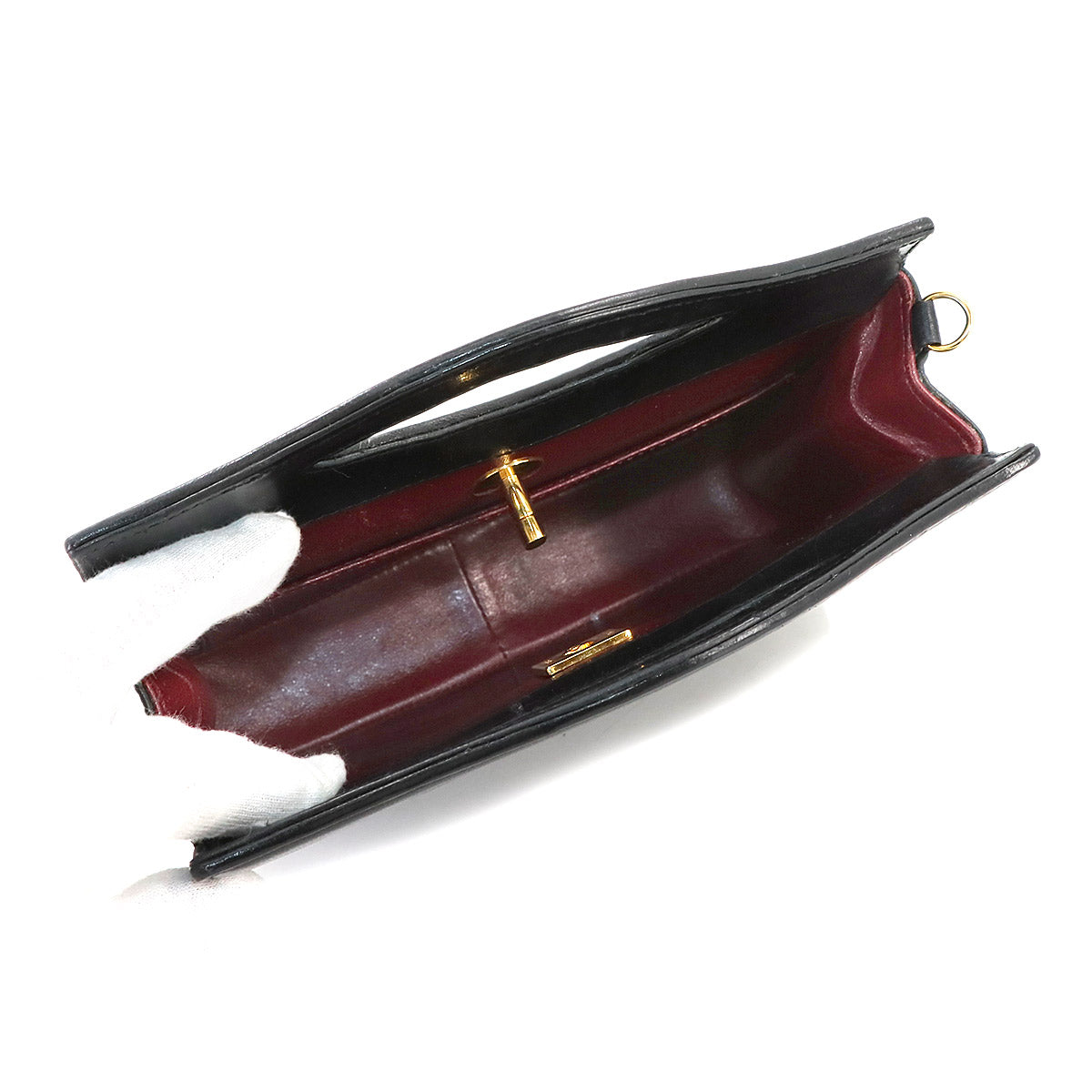 Matelasse 2way Hand Shoulder Bag Leather Black Vintage Purse