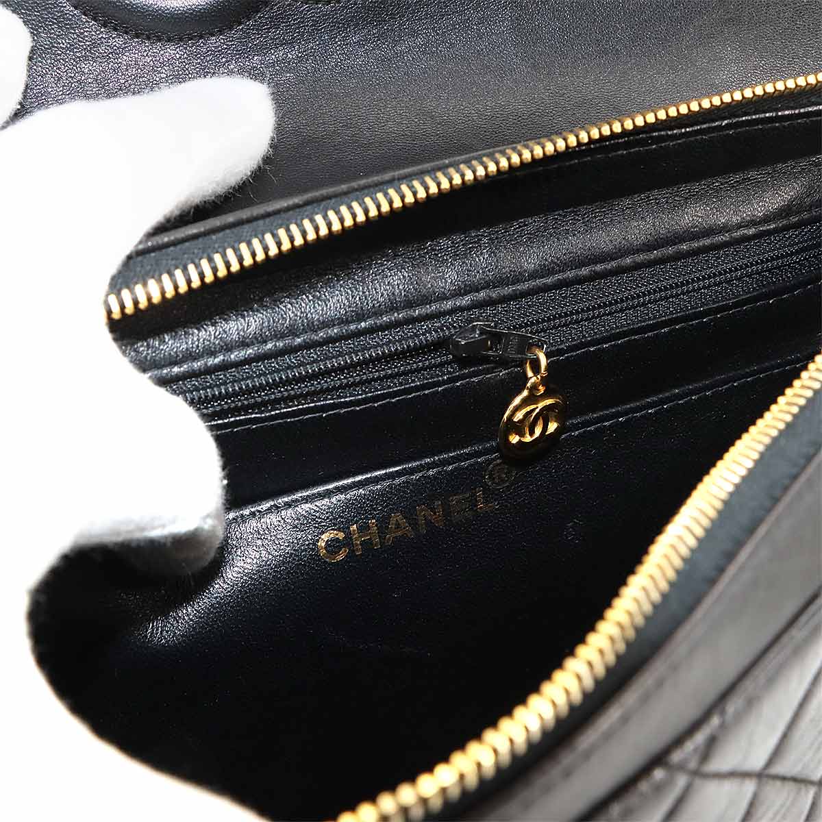 CHANEL Matelasse Chain Backpack Leather Black Purse Vintage