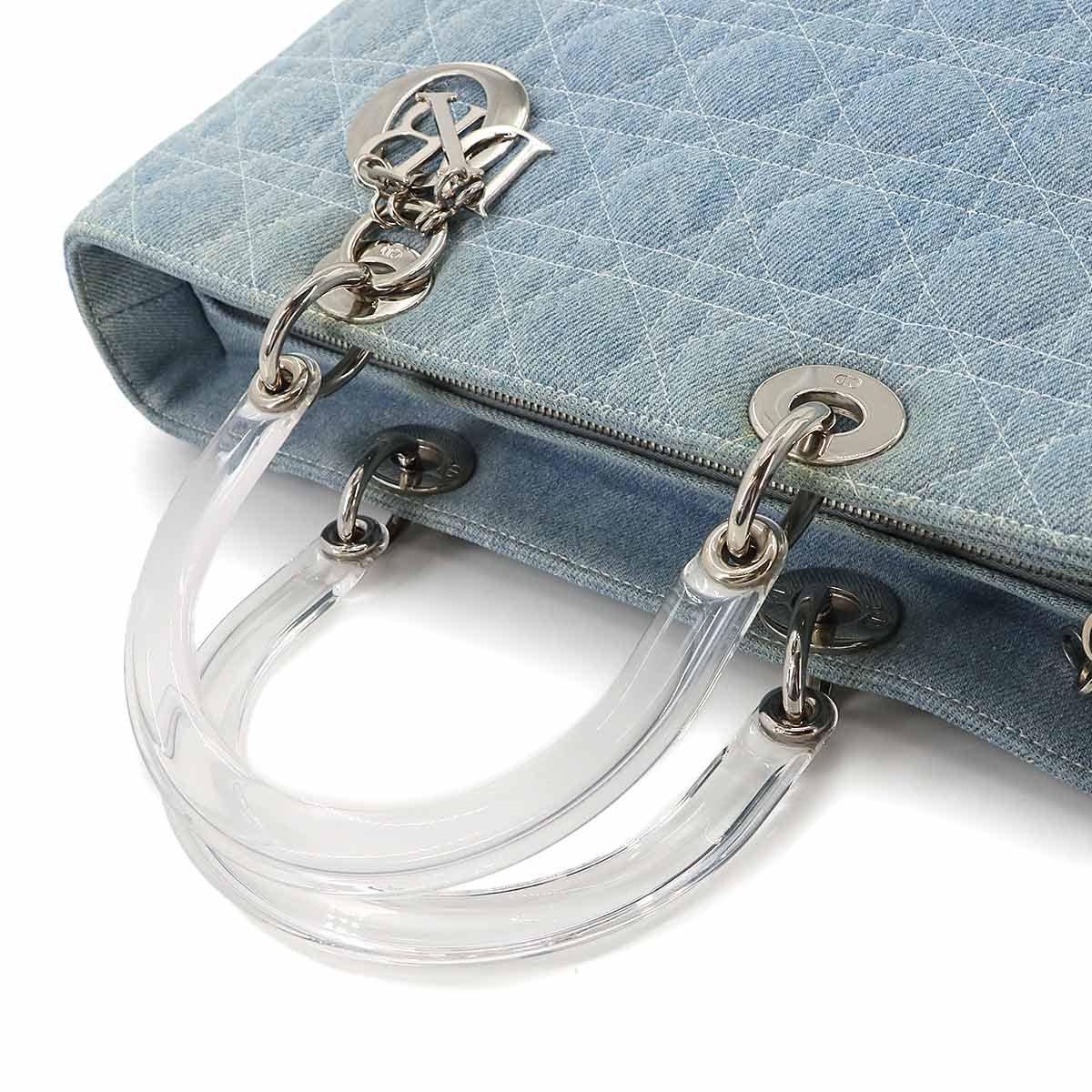 Lady Dior Large 2way Hand Shoulder Bag Denim Purse