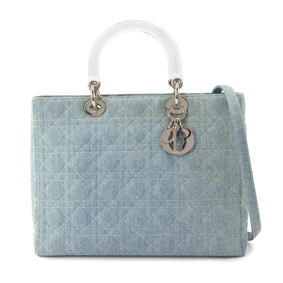 Lady Dior Large 2way Hand Shoulder Bag Denim Purse