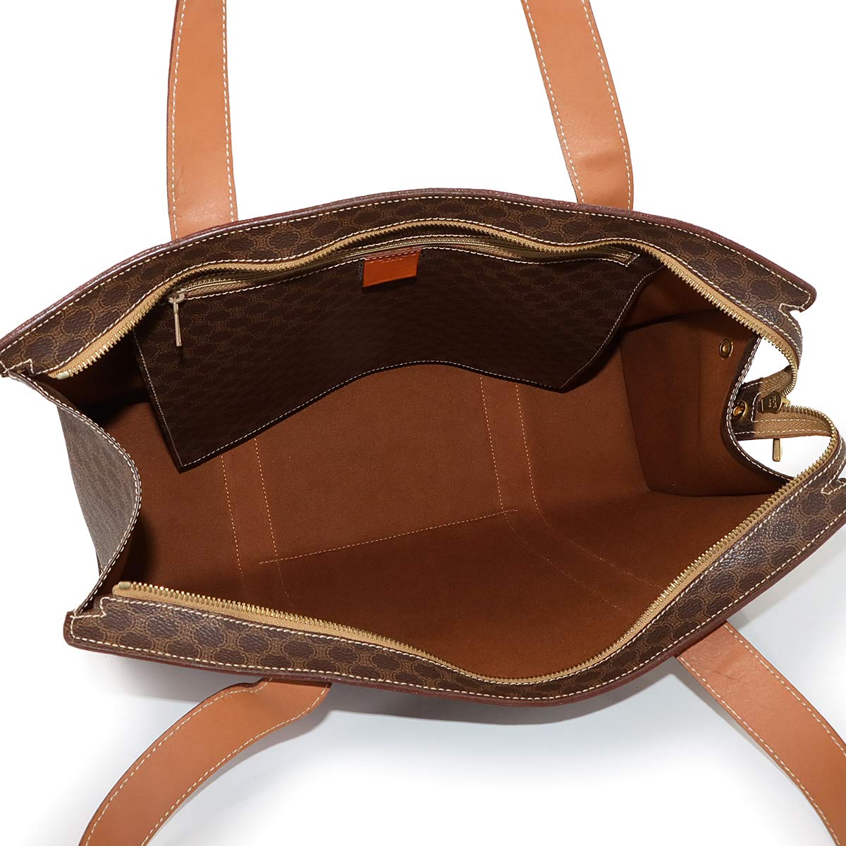 CELINE Macadam Tote Bag PVC Leather Brown Vintage Purse