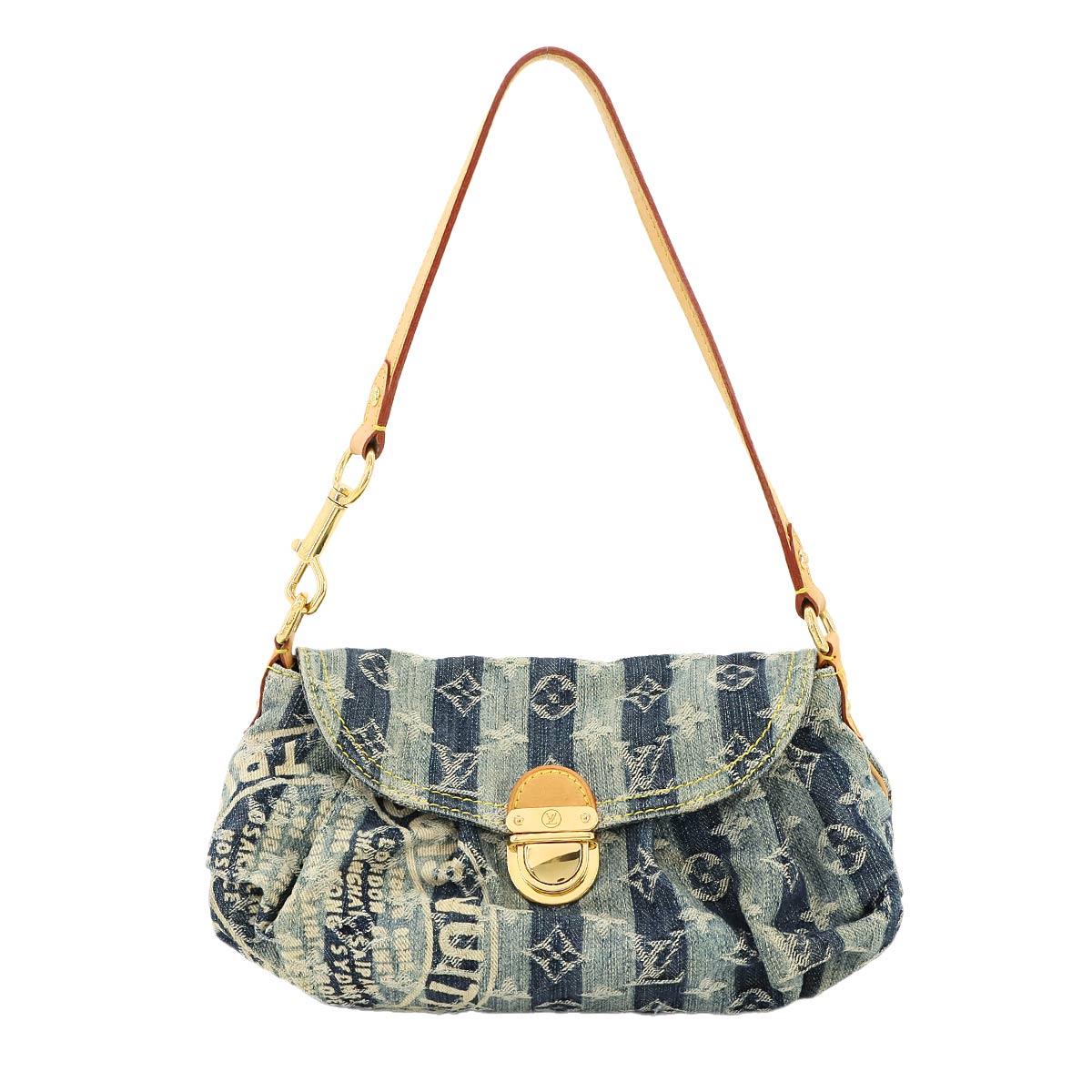 Monogram Denim Mini Pleaty Raye Shoulder Bag Blue M95333