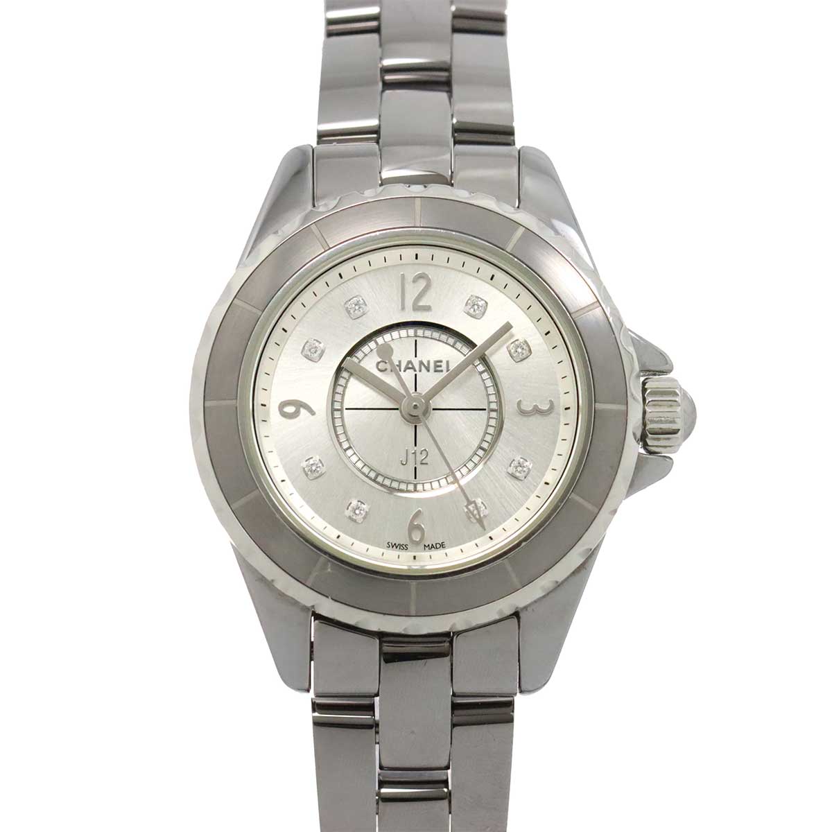 J12 Chromatic 29mm H3401 8P Diamond Quartz Silver Dial Ladies