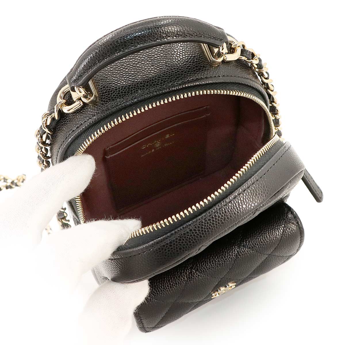 Matelasse Chain Mini Backpack Leather Black AP3753