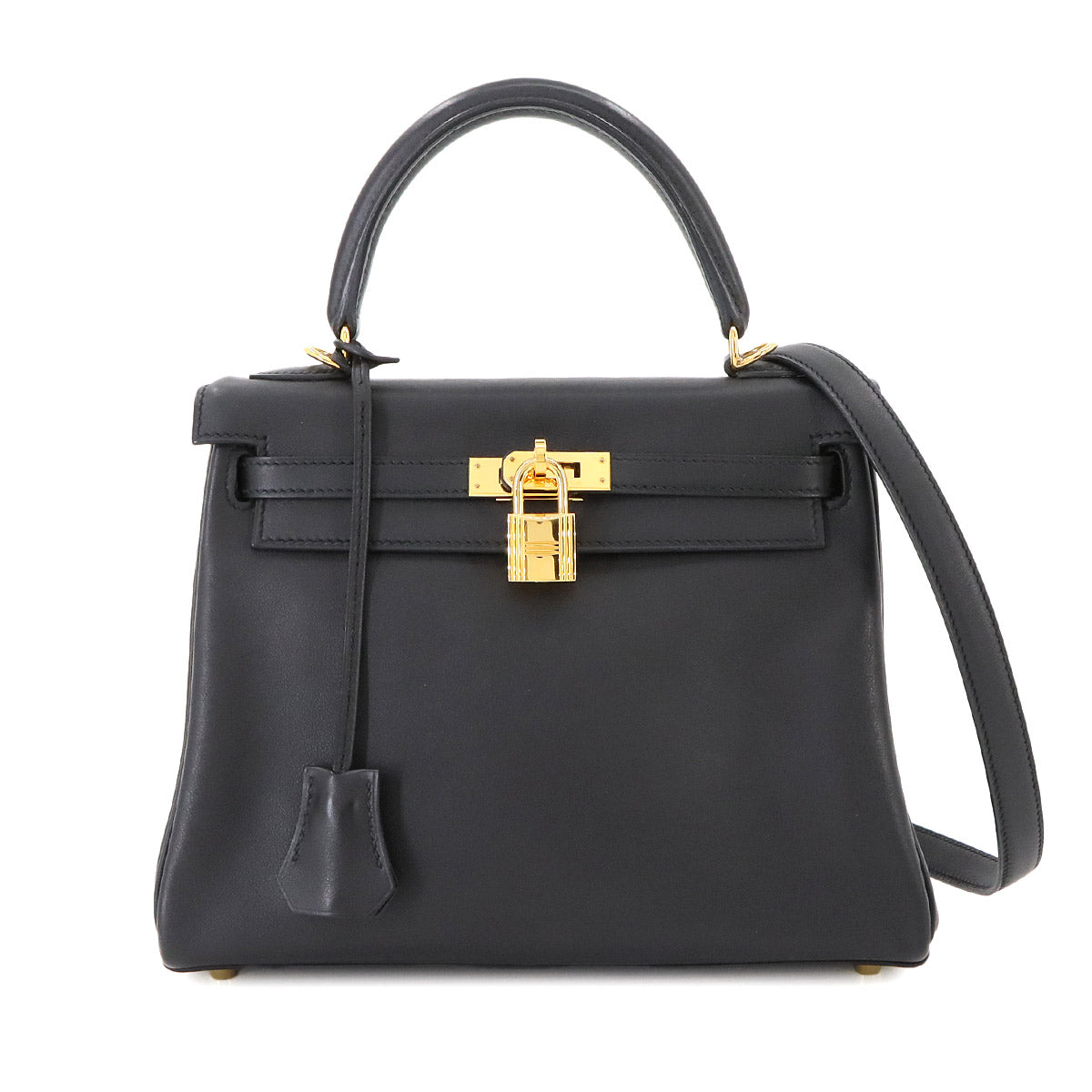 Kelly 25 2way Hand Shoulder Bag Veau Swift Black Purse 90273030