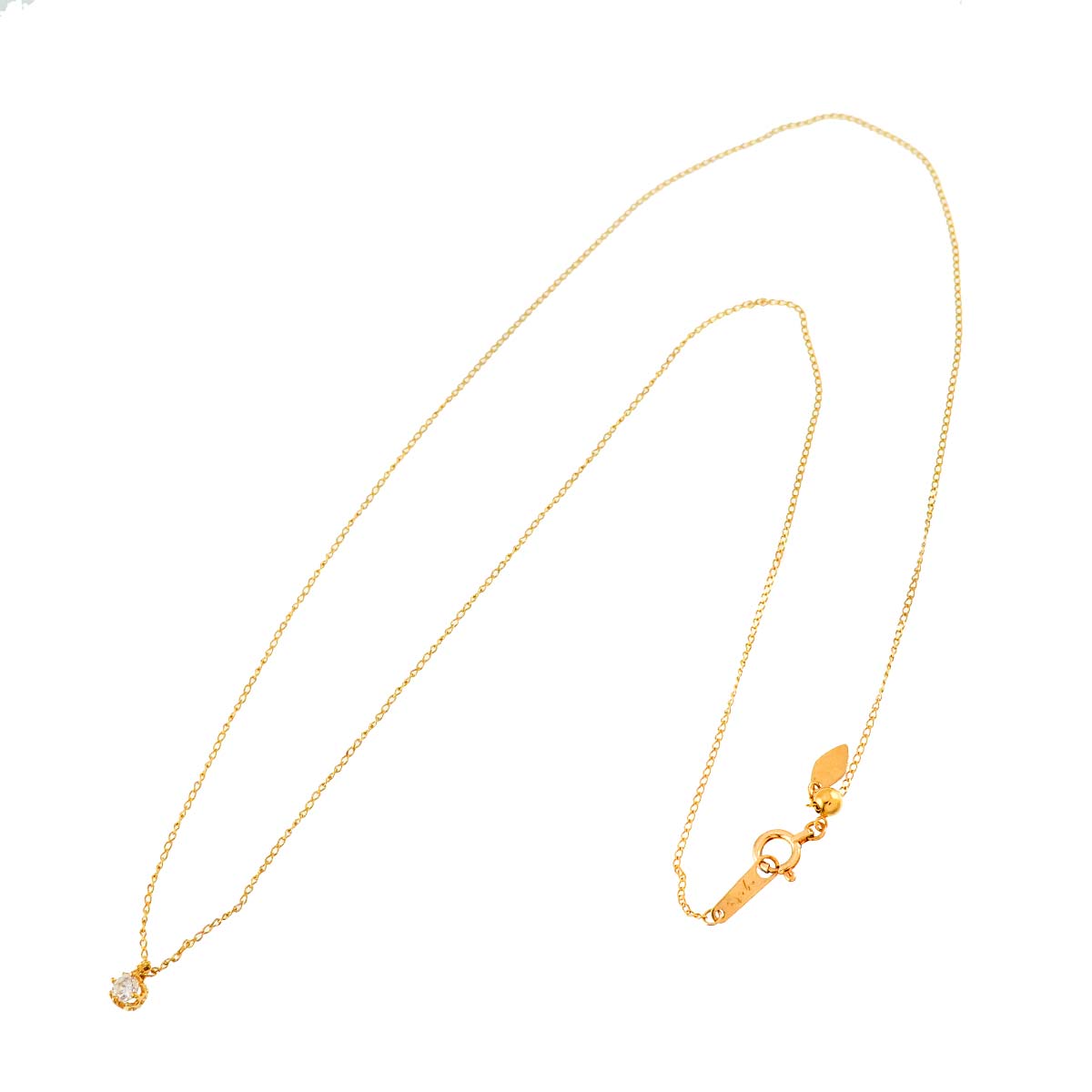 Diamond 0.10ct Necklace 18K YG Yellow Gold 750